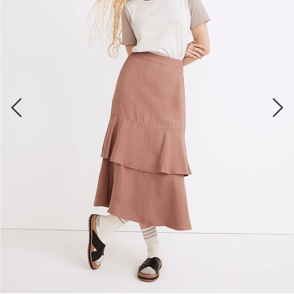Madewell ruffle linen-blend midi skirt